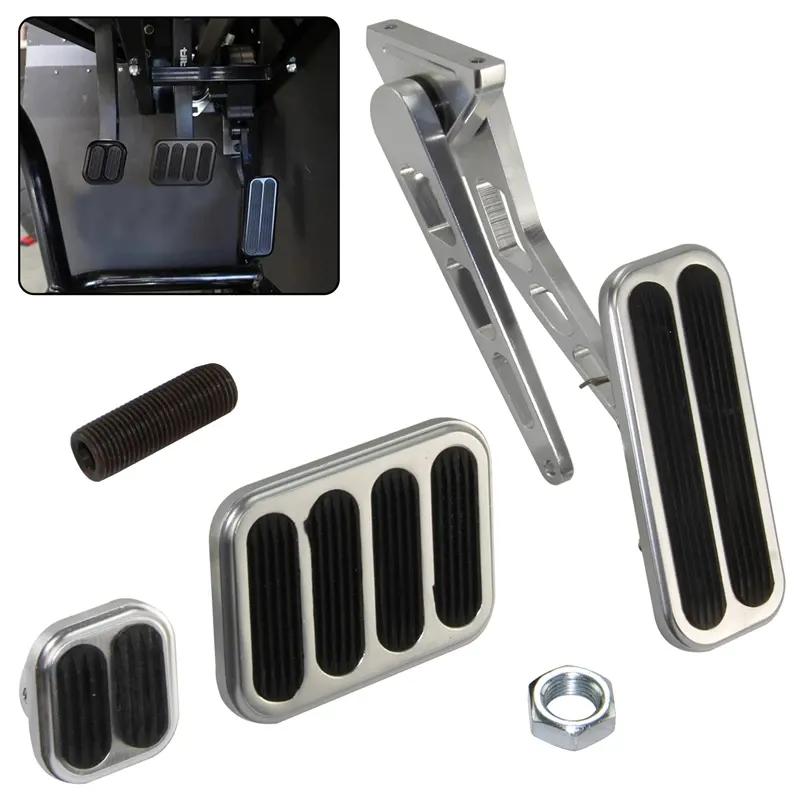 Gas Pedal w/Brake +Clutch Pad & 24"/36'' Throttle Cable Bracket Spring Kit XL Series Billet Aluminum Non-Slip Black/Silver
