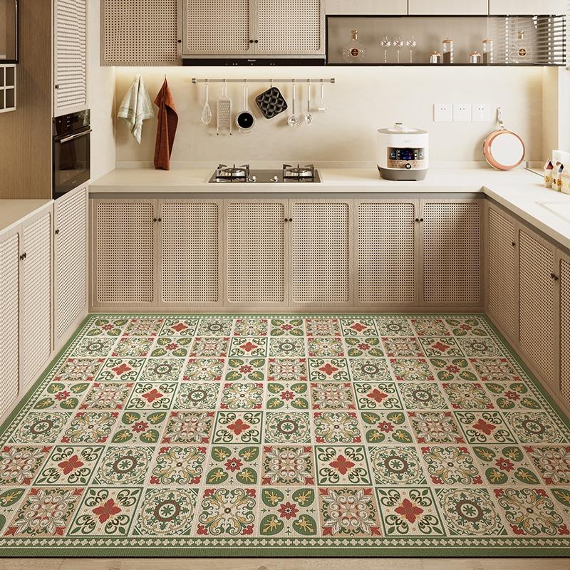 Kitchen Absorbent Floor Mat Large Diatom Mud Oil Absorption Carpet Non-slipfoot Mats Retro American Style Home Decoration Rug