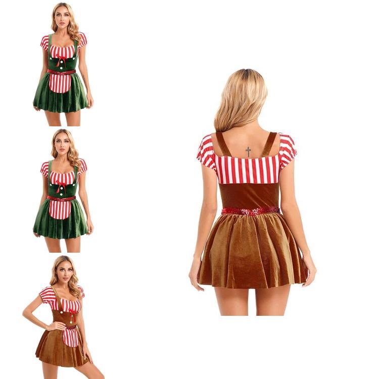 Womens Christmas Costume With Polyester Spandex Bright Color Block Stage Wear For Holiday Nightclub Events