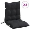 VidaXL Lot de 2 Coussins de Chaise à Dossier Bas, Galette de Siège Imperméable, Coussin d'Extérieur Anti-glissement Jardin 377692