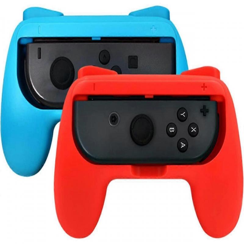 2 PCS Grips for Joy Con and 2 PCS Steering Wheel Compatible with Nintendo Switch Wheel, Family Sports Party Pack Accessories Compatible with Switch / 