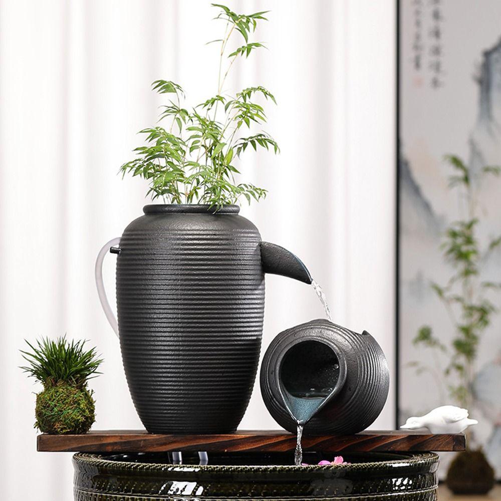 Decorative Circulating Waterfall Jar Flower Pots Open Ceramic Tank  Fish Tank