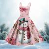 Women's Christmas Print Casual Fashion Round Neck Mid-Length Dress