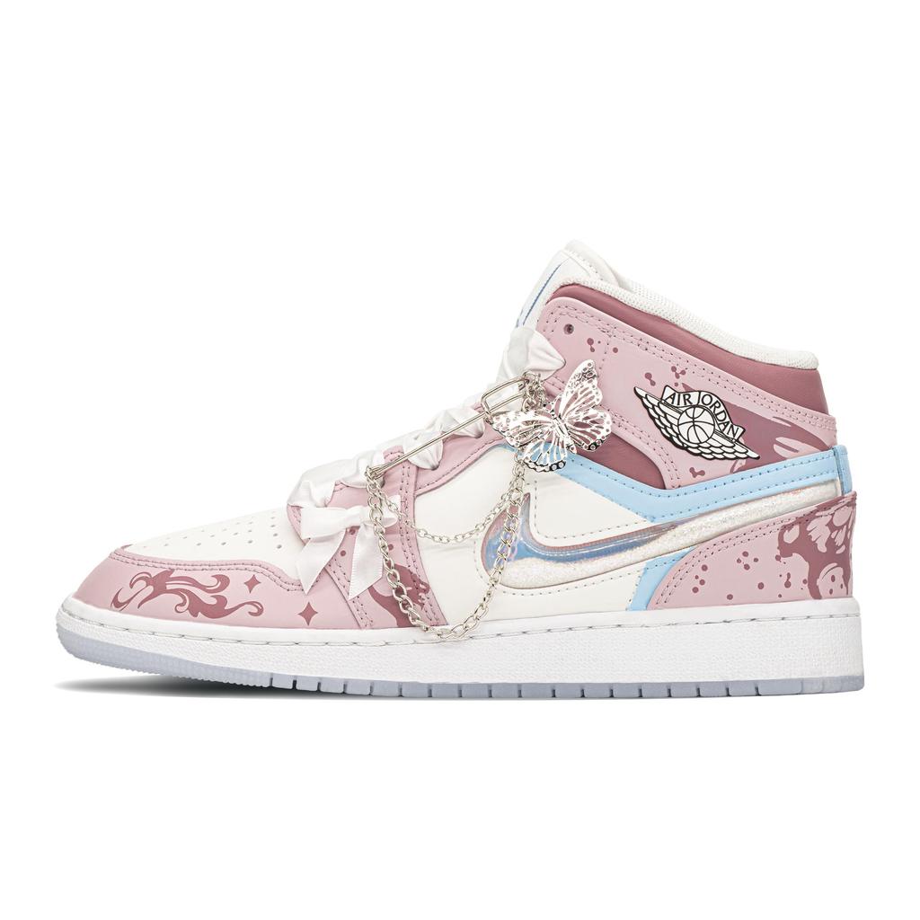 Jordan Air Jordan 1 High top Vintage Basketball Shoes Pink Blue GS FQ9117-400(TeamA-AJ)