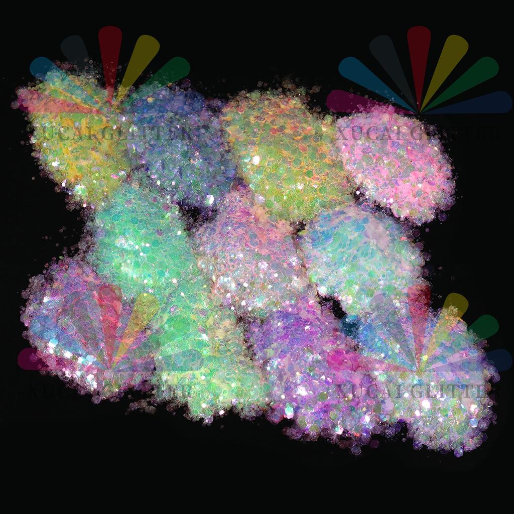 Holographic Chunky Glitter  Art Powder Iridescent Sequins Flakes Eco-Friendly PET Material Festival  Decoration