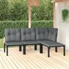 4 Piece Garden Lounge Set In Black and Grey Poly Rattan