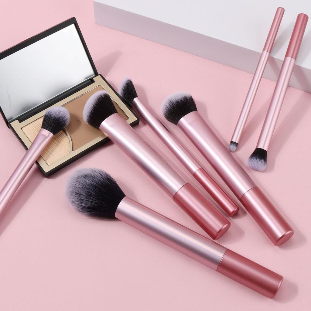 6Long-Tube Makeup Brush Set with Multi-Color Ultra-Soft Powder Brush, Blush Brush, and Eyeshadow Brush for Beginners