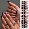 120 Pieces Nude Medium Duck Press On Nails Glossy Black French Tip Nails  For Nail Art