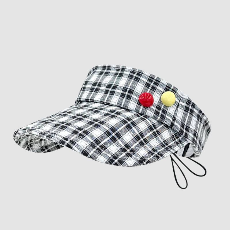 Cap Top Empty Sunscreen Hat Grid Pattern Adjustable Uv Protection Color Multiple