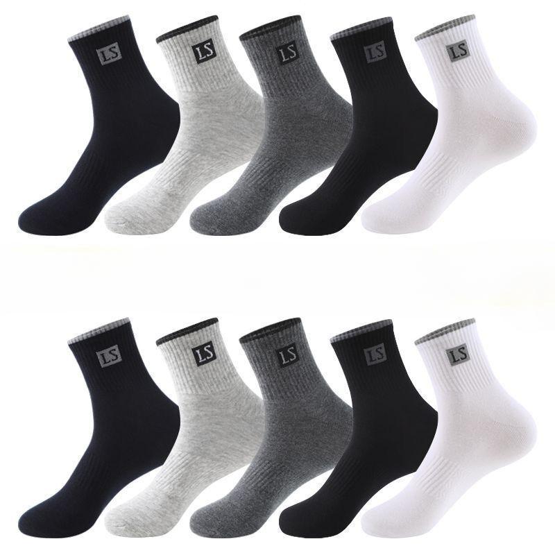 Herren Mid-Tube Socken - 10 Paar, Bequemes Material mit Buchstabenlogo für Sport und Freizeit, Erhältlich in mehreren Farben