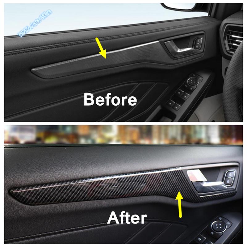Car Head Lights Switch Button / A Pillar / Steering Wheel Cover Trim Carbon Fiber ABS Accessories For Ford Focus MK4 -