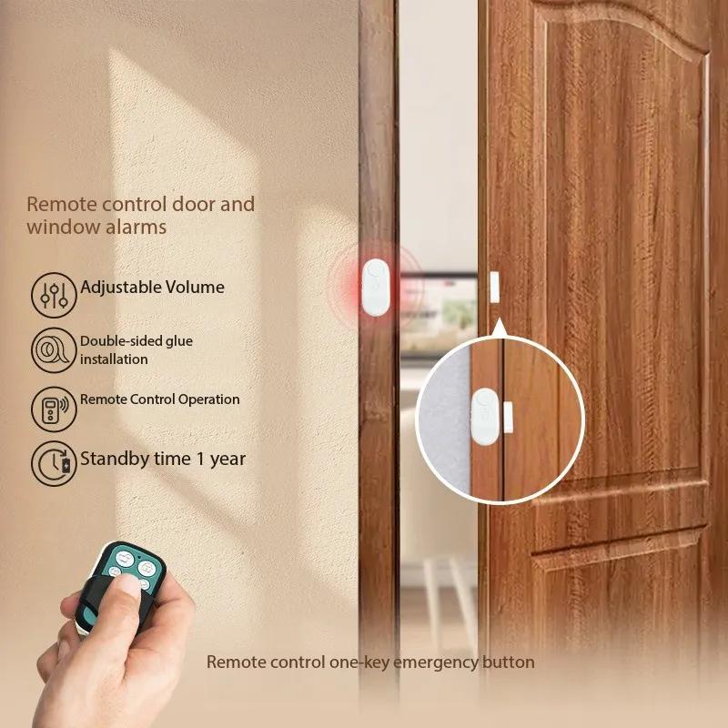 0-120dB צליל 2 ב-1 אזעקת רטט ופתיחה לדלת וחלון עם 5 רמות רגישות לרטט, סוללות AAA ושלט כלולים