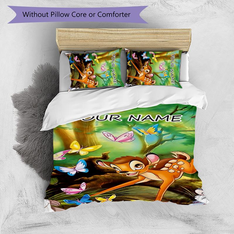 3pcs Bambi3 Cover Set - Personalized Name, HD Printed Bedding with 1 Cover and 2 Pillowcases - Perfect for Home Decor, Easy Care