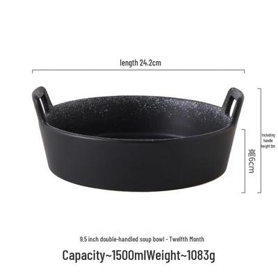 ZISIZ Japanese Style Ceramic Soup Bowl with Handles