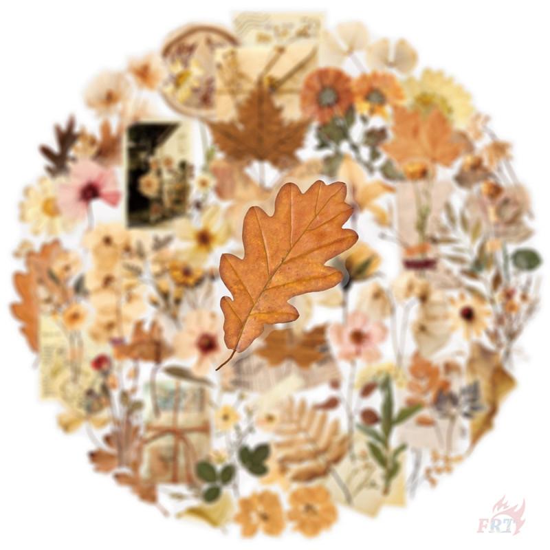 50Pcs/Set Wabi-sabi. Retro Flowers & Leaves PET Stickers Waterproof DIY Fashion Doodle Decals Stickers