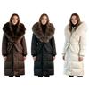 Cappotto imbottito lungo da donna con colletto staccabile in ecopelliccia Vestibilità slim Lunghezza al ginocchio Spesso Caldo Capospalla invernale