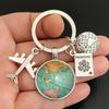 1PC Travelling Keyring Plane Passport Earth Keychain Accessories Traveler Gift