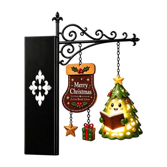 Floating Shelf Light Ornaments Christmas Bookshelf Hanging Light, Snowman Book Nook Lamp, Metal Slim Organizers Library Lantern Decor, Holiday