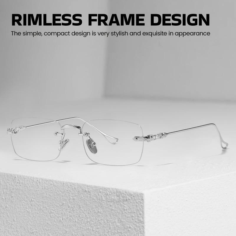 

4 шт. очков Y2K без оправы для женщин, офисные металлические прямоугольные очки без оправы для повседневного использования