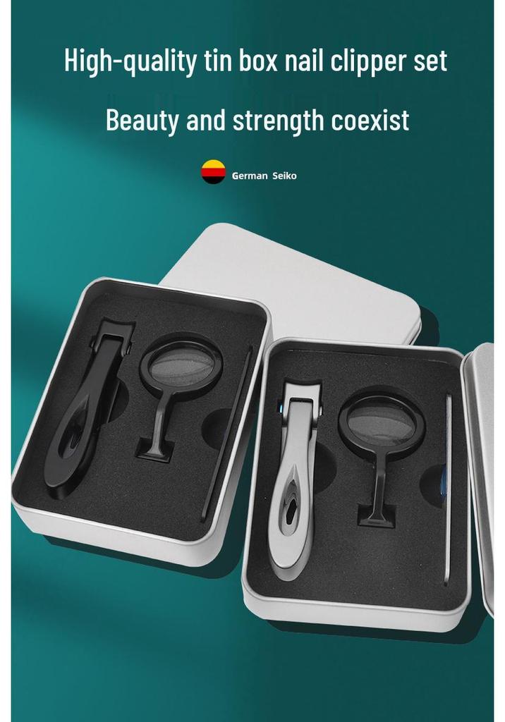 Stainless Steel Magnifying Nail Clippers for Elderly with Hard, Thick Nails - Large Size