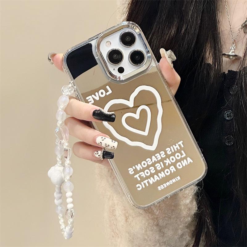 Ins-Style iPhone 16 Pro Case: Love 13 Mirror 3-in-1, Fits iPhone 15/14 Pro