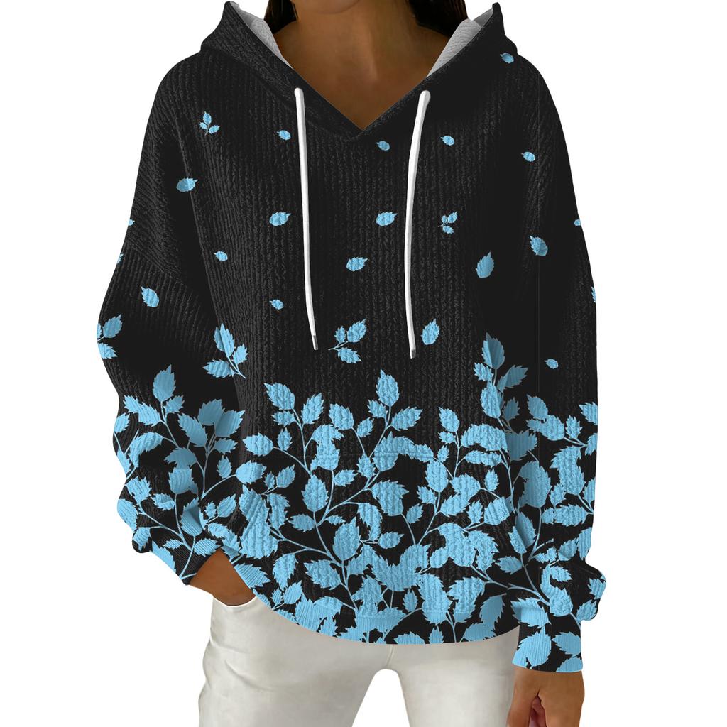Damesmode Casual Bloemenprint Pullover Lange Mouw Hoodie