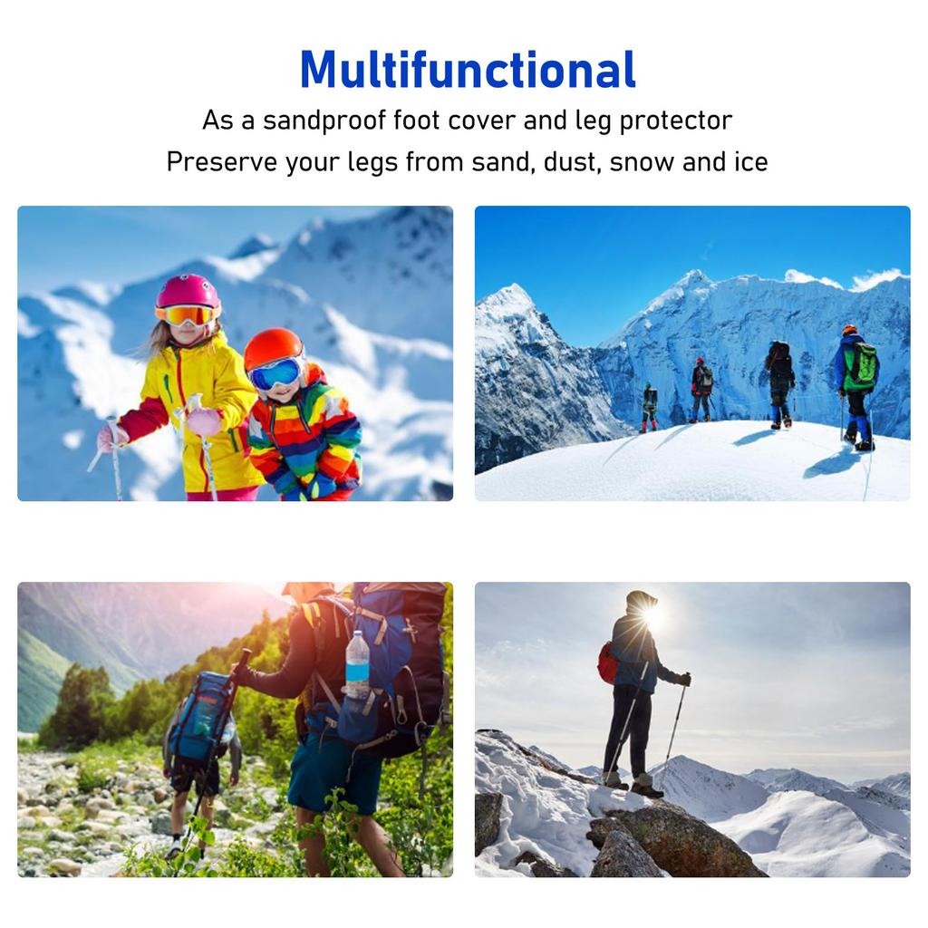 1 Pair Leg Gaiters Multifunctional Waterproof Prevent Slip Durable Adjustable Snow Boot Gaiters for Outdoor Hiking Black L
