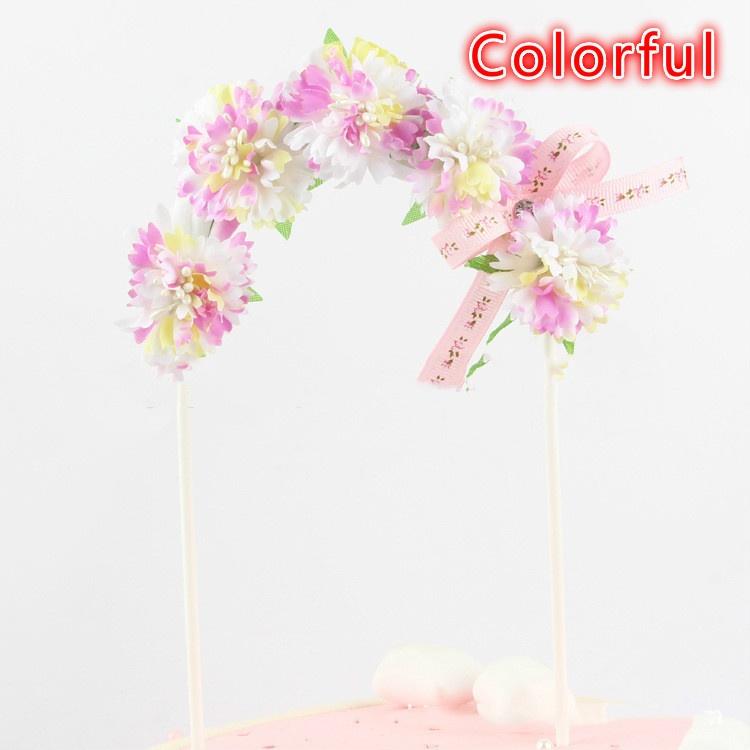 1pcs Bow Flower Cake Topper for Wedding Party Decoration Dessert
