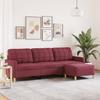 3 Seater Sofa with Footstool Burgundy 210 cm Fabric
