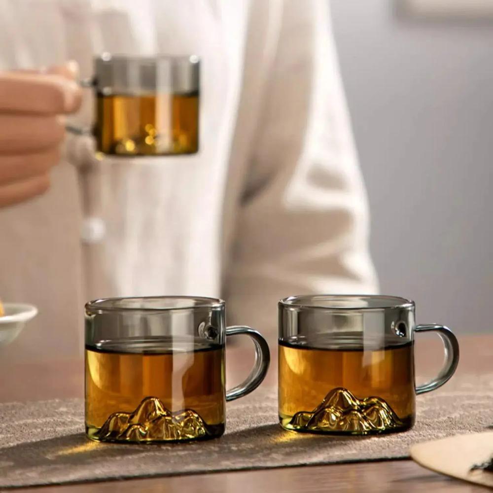 GIANXI High Borosilicate Glass Cup Thickened High Temperature Bottom Guanshan Design With Handle Small Tea Cup Kung Fu Tea Set
