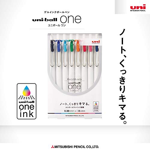 Mitsubishi Pencil Gel Ballpoint Pen Uniball One 0.38 8 Color Set UMNS388C