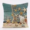 Sofa Pillow Cushion Linen Pillowcase Ocean Shell Series Starfish Pillowcase Car Backrest