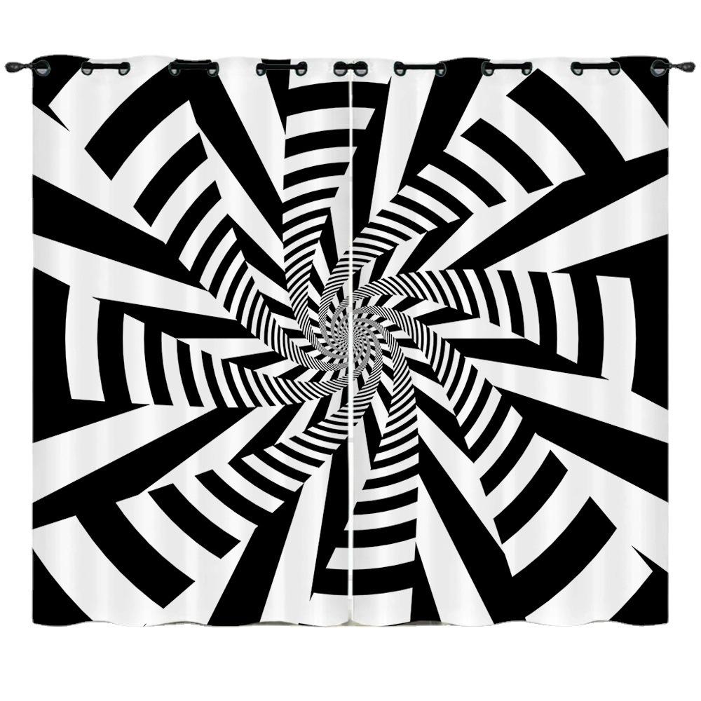 Curtains 3D Three-dimensional Pattern Curtains Nordic Wind Irregular Special-shaped Blackout Curtains Bedroom Free of Punching