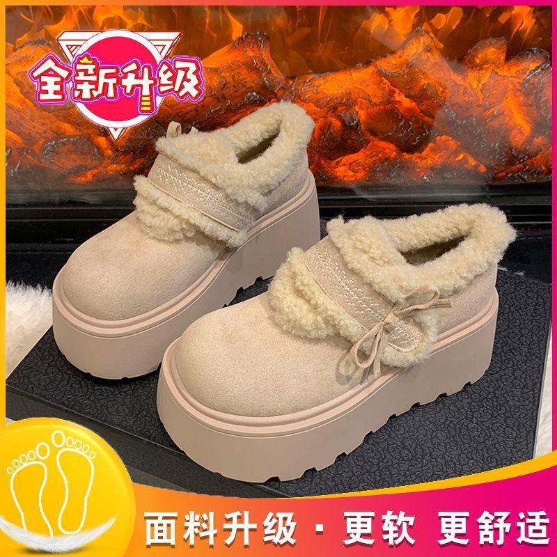 Retro thick-soled all-inclusive Birkenstock snow cotton shoes winter new versatile casual bow Internet celebrity Mao Mao shoes
