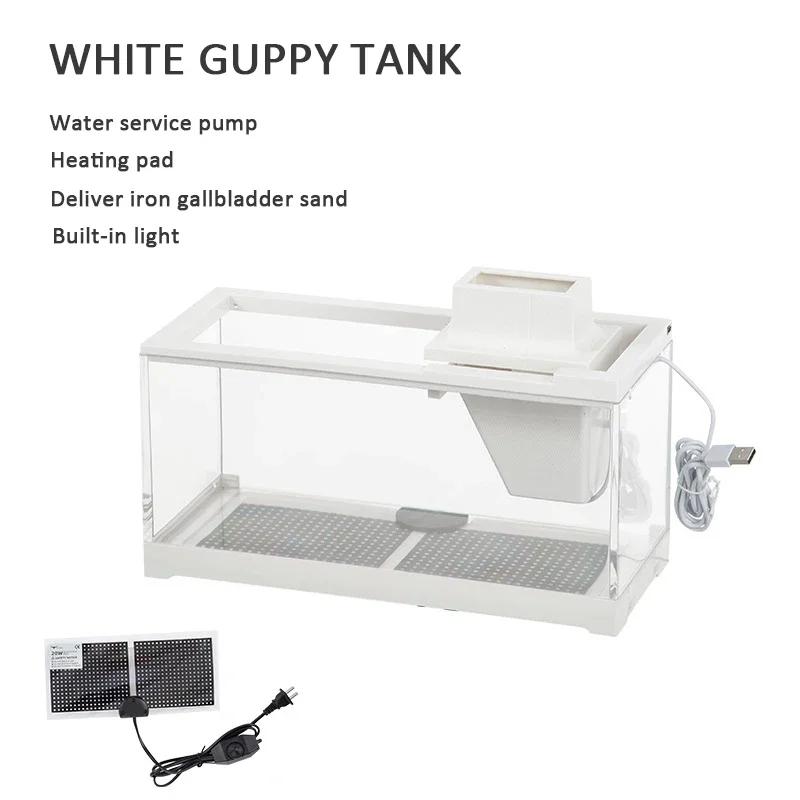 Small Tropical Fish Tank Desktop Ecological Aquarium Filter Silent Heating Breeding Guppy Fish Tank Mini Aquarium for Home Use