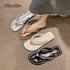 Fashion Women's Beach Sandals Flat Bottom Anti-Slip Fashion Summer Soft PU Flip-Flops Pearl Beaded Comfortable Shoes Sandalias De Mujer