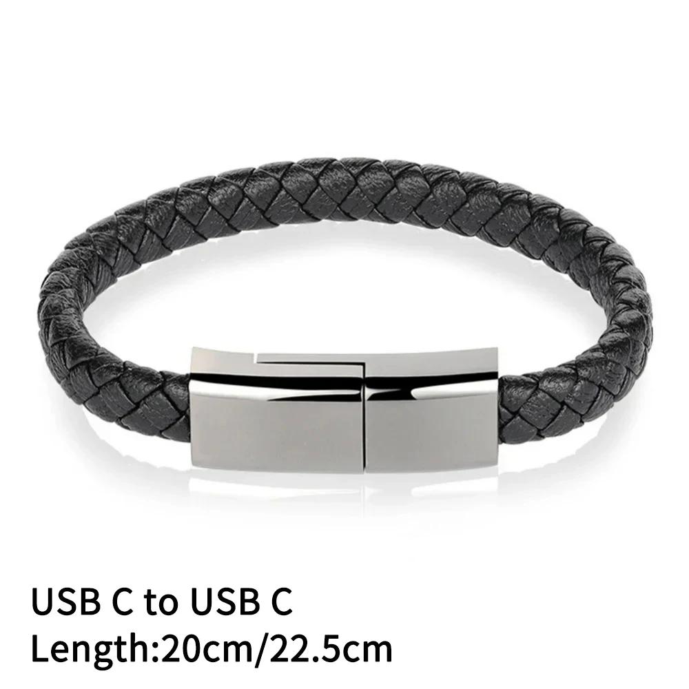 USB C To USB C Bracelet Cable 60W Fast Charging Type C Portable Cord Bracelet Cable For Samsung Huawei Xiaomi Phone Short Cable