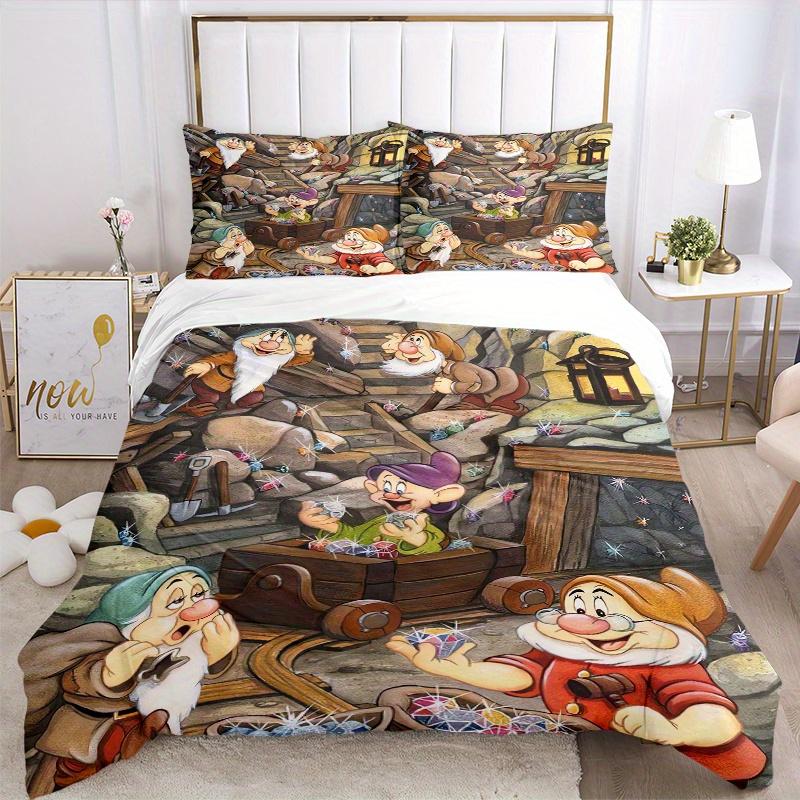 3pcs Seven Dwarfs Mining Quilt Cover Set - Soft & Comfortable Polyester Fabric, All-Season Breathable Comforter Set For 1 Quilt Cover & 2 Pillowc
