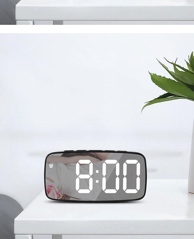 Multi-Function LED Mirror Alarm Clock with Makeup Mirror, Battery or Plug-In Options (Model: 0711-0712)