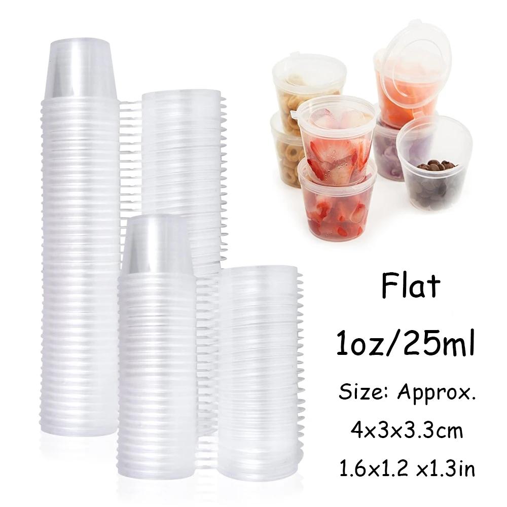50-100Pcs Clear Plastic Sauce Jars with Lids Small Sauce Cup Disposable Food Containers Sauce Pots for Kitchen Food Storage 50pcs