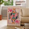 Queen of Hearts Wall Art Print Colorful Playing Card Poster Maximalist Card  Dopamine Queen Illustration Canvas Painting