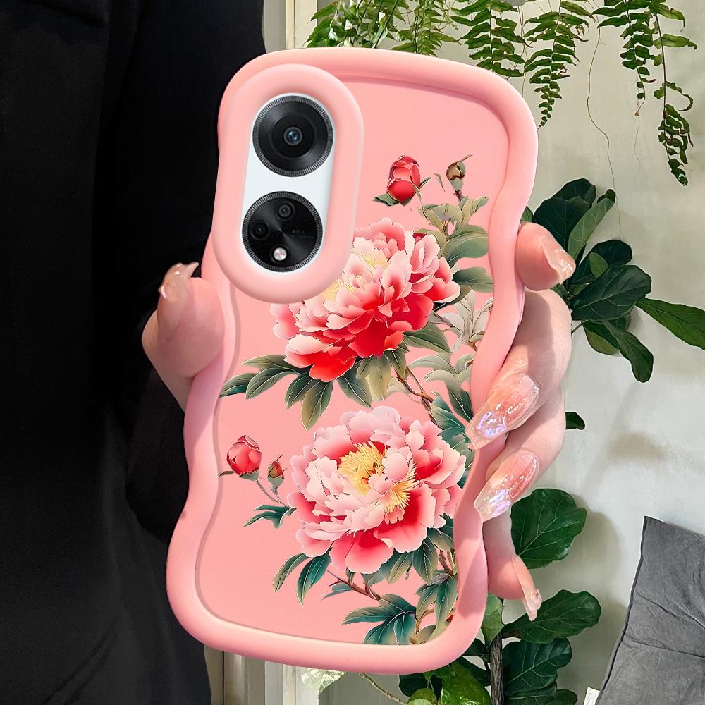 

Окрашенный узор Big Wave Edge Мягкий силиконовый материал Macaron чехол для телефона противоударный защитный резиновый чехол для OPPO Reno Realme Realme C25S розовый