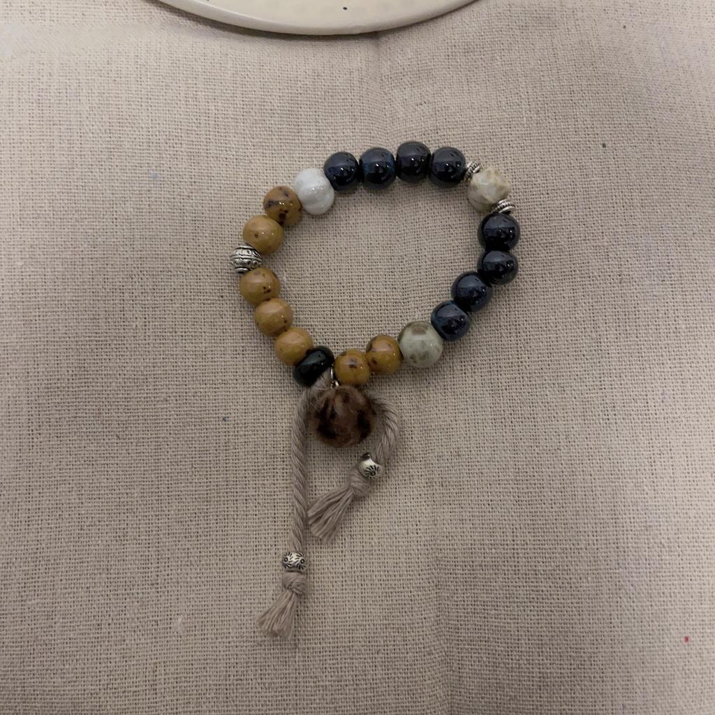 Bracelet de perles en céramique fait à la main, de Style ethnique exotique, tibétain, de Style ancien, élastique