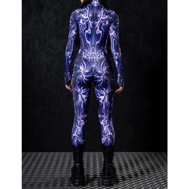 3D Digital Printing Stage Performance Costumes Adults Halloween Events Carnival Theme Party Cosplay Outfit Pretend Game Jumpsuit