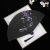 Chinese Style Flower Folding Fan with Tassels Vintage Portable Hand Fan Wedding Dance Party Decorative Handheld Fan Travel Accessory