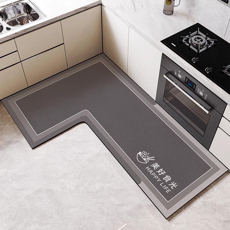 L-shaped Diatom Mud Easy To Clean Foot Pad High-quality Dirt-resistant Anti-slip Pad Household Water-absorbent Oil-absorbent Floor Mat