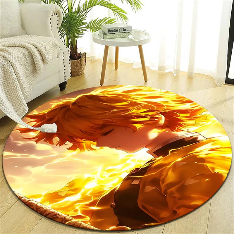 1pc Agatsuma Zenitsu  Print Round Carpet Chair Round Carpet Suitable for Bedroom Living Room Home Decorative Carpet