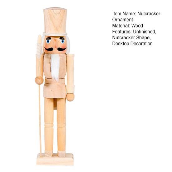 38CM Christmas Wooden Unfinished Nutcracker Figurine DIY Blank Unpainted Soldier Figure Festival Holiday Party Ornament Decoration