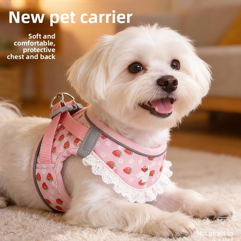 Dog Chest and Back Harness Dog Leash for Small Dogs - Pomeranian Model To Prevent Escape From The Leash While Walking The Dog.