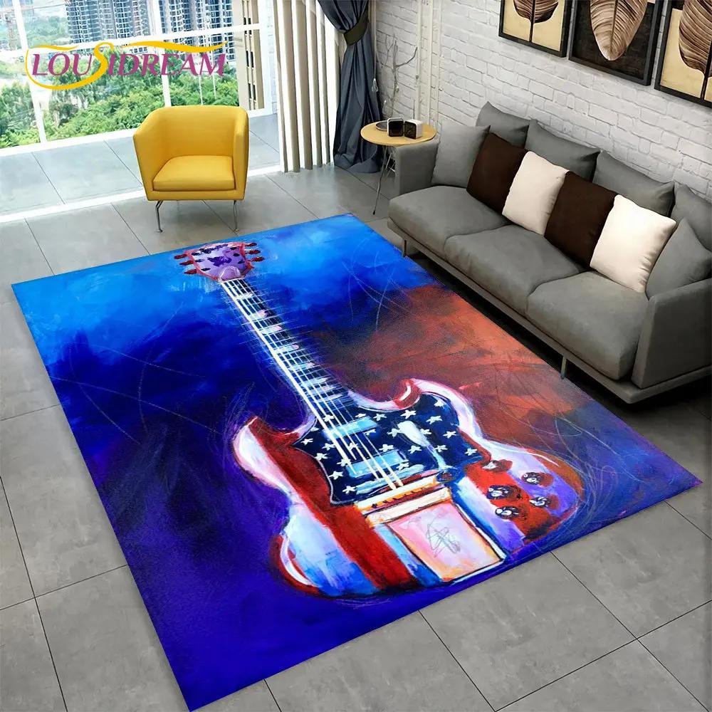 Gitara klasyczna gitara elektryczna dywanik basowy, dywanik do salonu sypialnia Sofa wycieraczka Decor, gra dla dzieci antypoślizgowa mata podłogowa